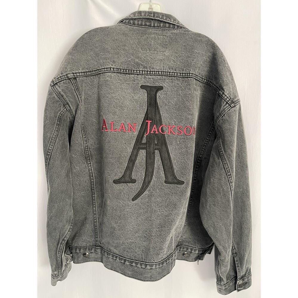 Vintage Alan Jackson Denim/Jean Jacket Adult XL Butterfield Stage Embroidered